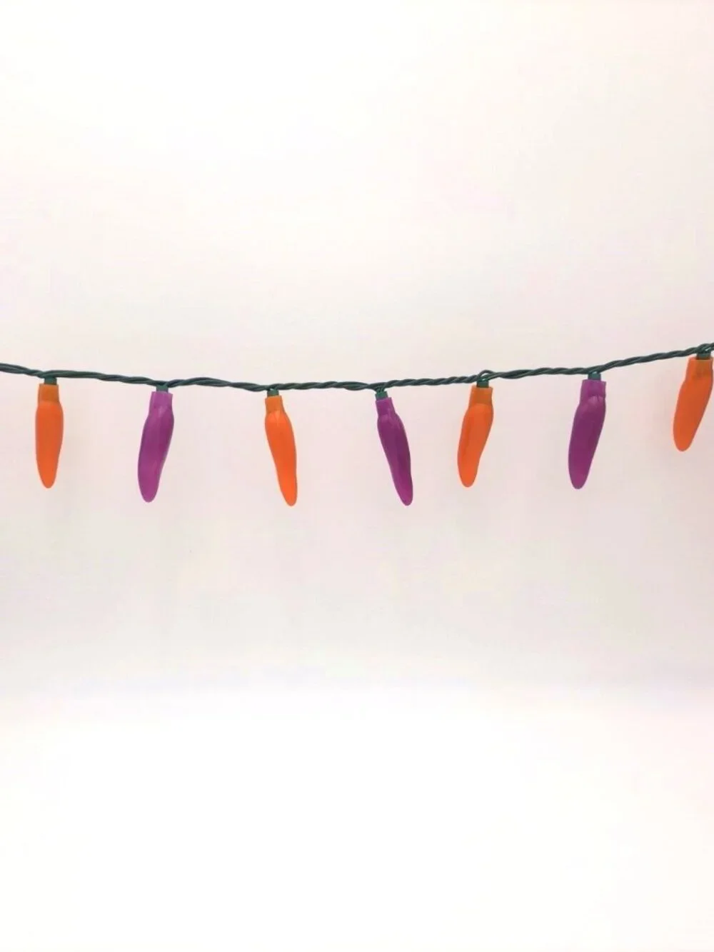 Halloween LED Chili Pepper String Lights: Fiesta Style -orange / purple USA MADE